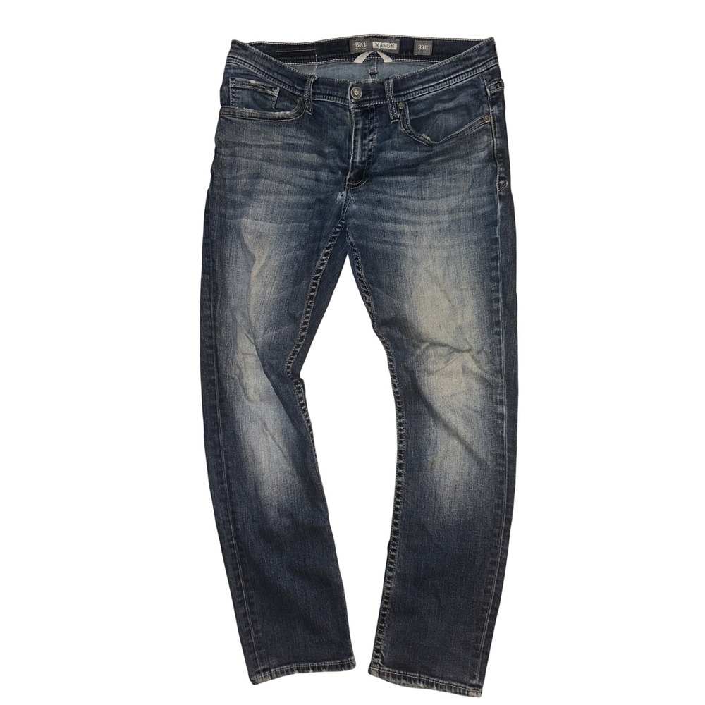 BKE Mason Taper Mens Jeans 33R Dark Wash Stretch Denim Tapered Leg